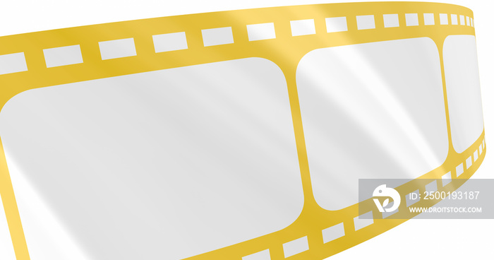 Gold Movie Film Strip Show Business Background 4K Copy Space 3d Illustration