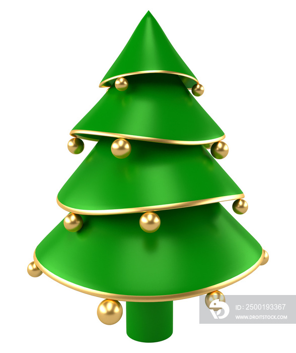 Christmas tree in 3d render cartoon