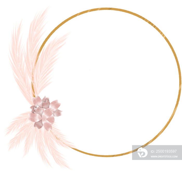 Pampas grass and pink dried flower with circle  wedding decorations boho style