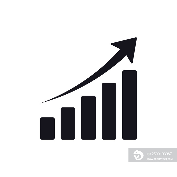 Growth graph isolated on white background, bar graph vector design.