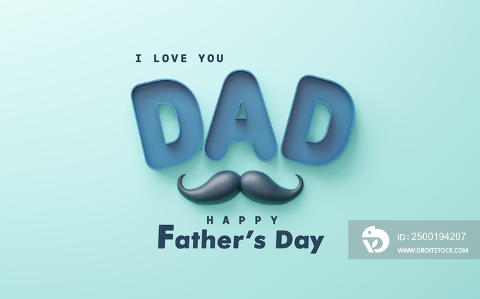 3d Rendering. Design card for father’s day illustration.