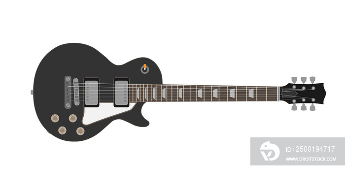 black  lespaul rock guitar refers to Solid Guitar very popular for musician (Black Color) on PNG White Transparent background