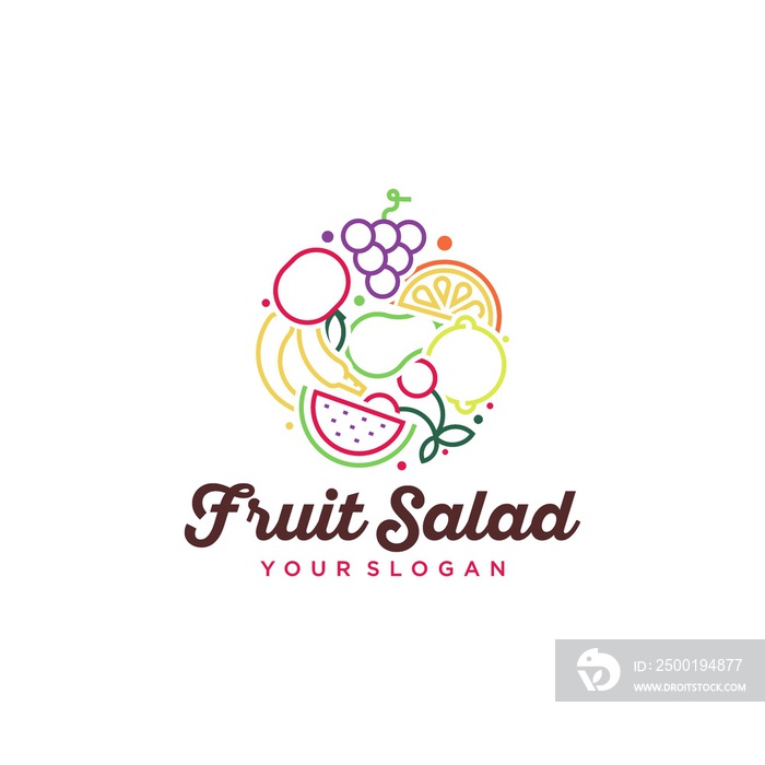 Logo of a fruit salad concept in vector. Healthy food logo template