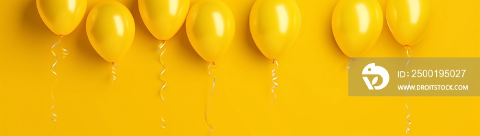 Yellow Balloons Background Banner Celebration Birthday