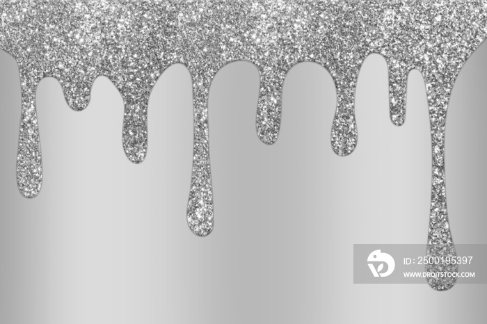 Silver dripping glitter background