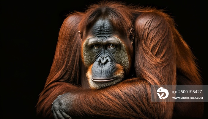 Beautiful works of creation, amazing animals that dazzle the eyes, isolated background orangutan