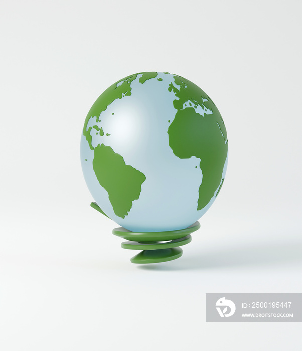 concept of growth business sustainability or sustainable eco bulb earth global and green arrow on white background. 3d illustration render