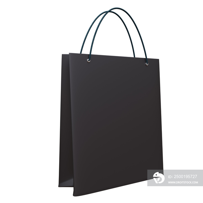 Black shopping bag isolated transparent background, PNG