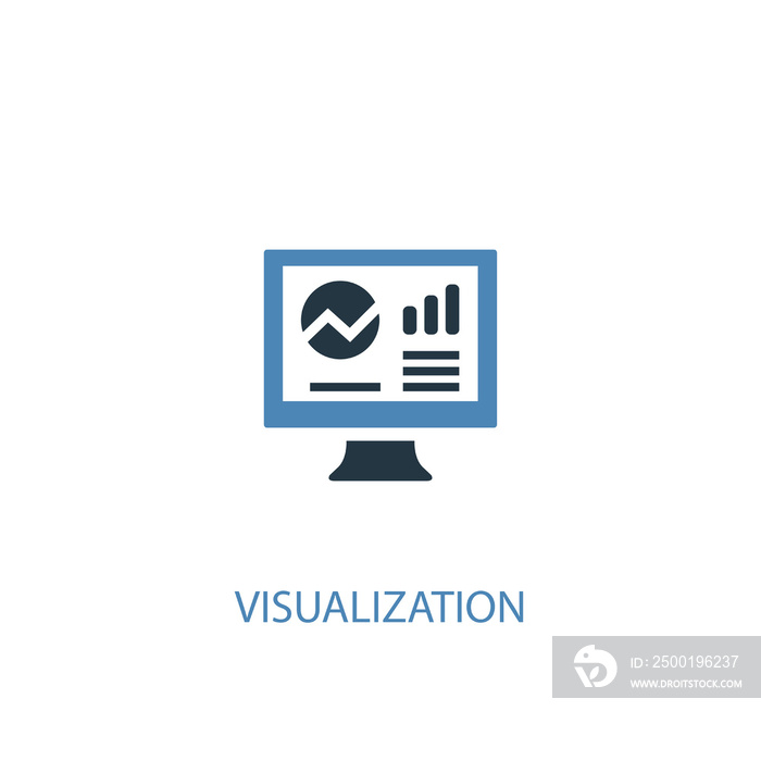 visualization concept 2 colored icon. Simple blue element illustration. visualization concept symbol design from Business intelligence set. Can be used for web and mobile UI/UX