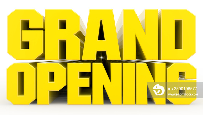 3D GRAND OPENING word on white background illustration 3D rendering