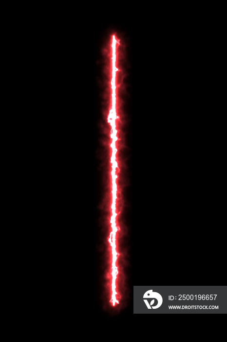 Realistic bright laser beam sword on black background.