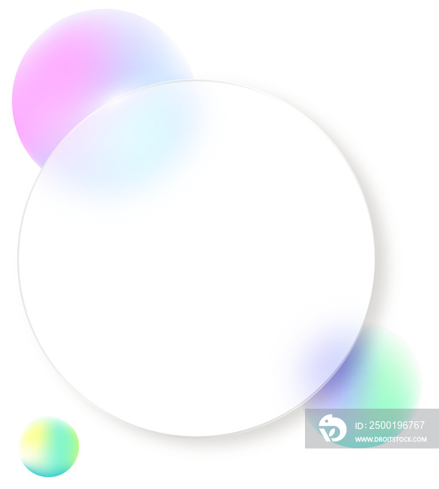 Glass morphism transparent frame with 3d circle