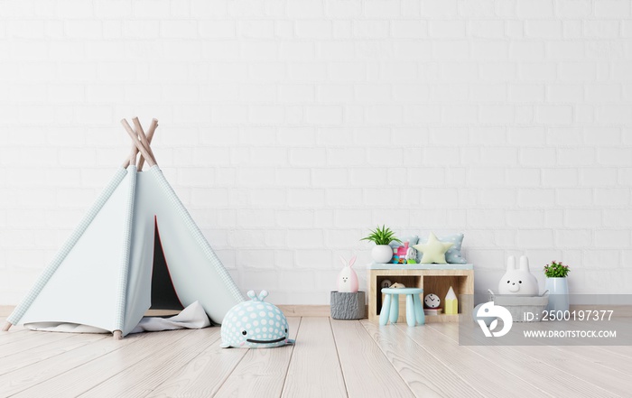 Children’s playroom with tent and table sitting,doll.