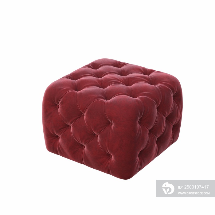 soft pouf isolated on white background, interior furniture, 3D illustration, cg render