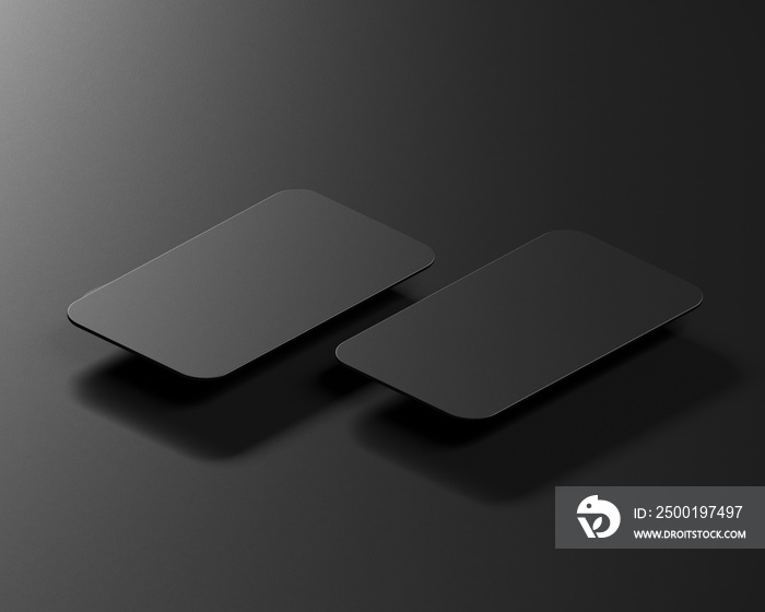 Classic Black Business Card Mockup Top View