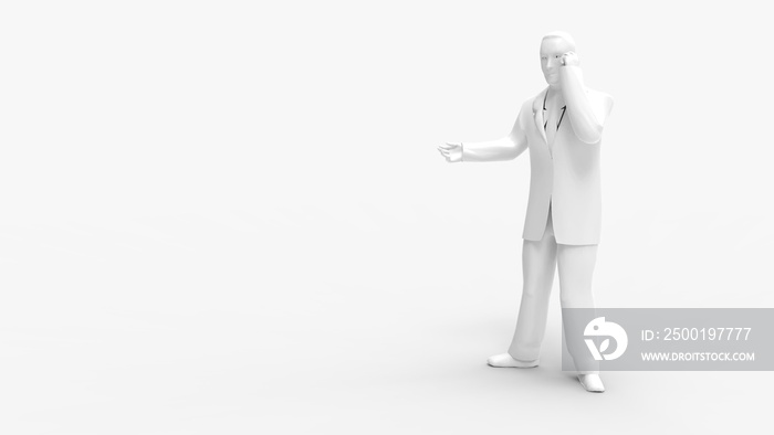 3d rendering of a man calling on the phone isolated in white background