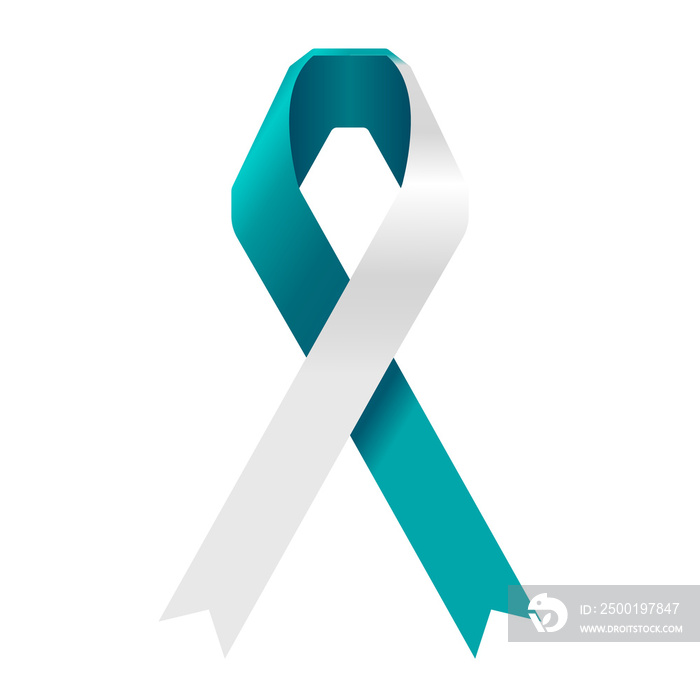 teal and white ribbon for cervical cancer