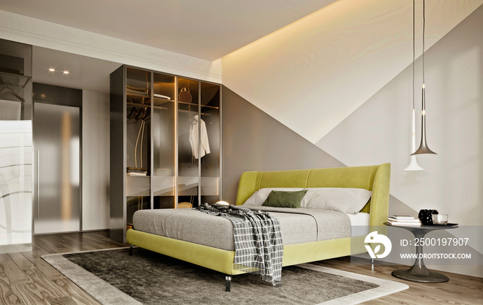 3d render of luxury hotel room