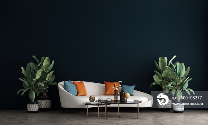 The Mock up furniture design in modern interior background, living room, Scandinavian style, 3D render, 3D illustration