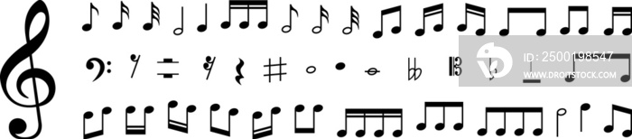 Collection of Music notes. Musical key signs.