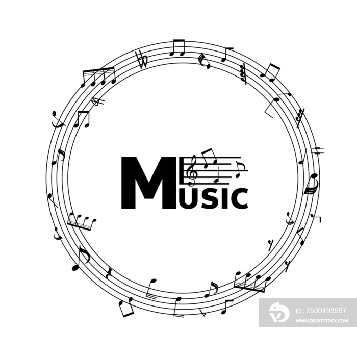 Music notes design logo isolated background , Flat Modern design , illustration