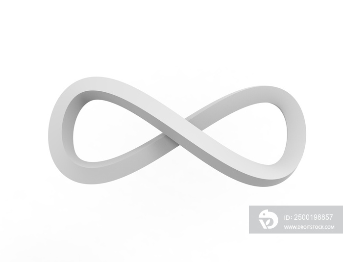 3d rendering of an infinity loop shape object isolated in white background