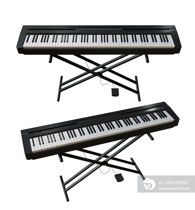 3d rendering musical keyboard instrument piano organ electronic perspective view