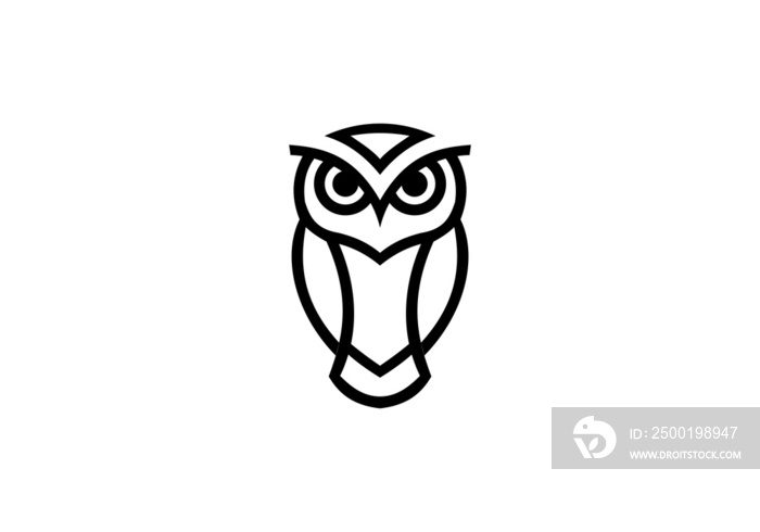 owl logo, owl line art design template