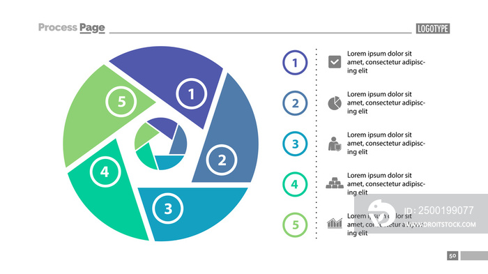 Six steps process chart slide template. Business data. List, diagram, design. Creative concept for infographic, presentation. Can be used for topics like management, production, finance.