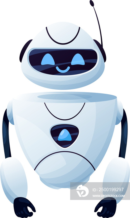 Cartoon robot isolated vector cyborg or chatbot