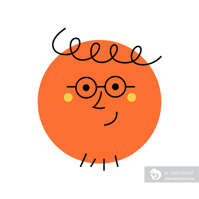 round character with glasses