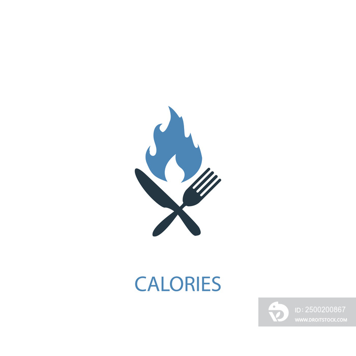 calories concept 2 colored icon. Simple blue element illustration. calories concept symbol design. C