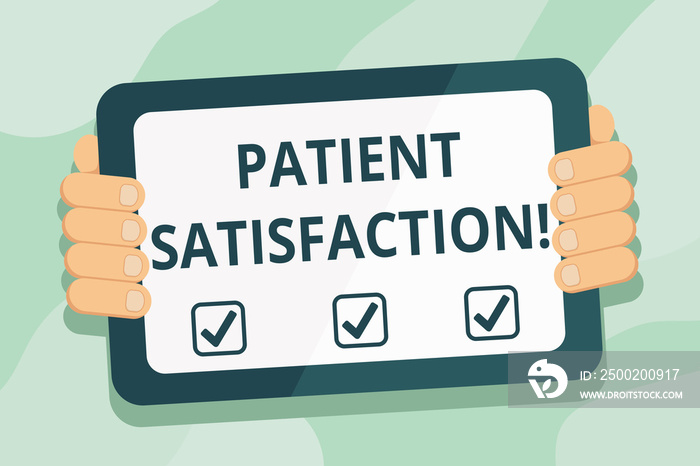 Handwriting text Patient Satisfaction. Conceptual photo measure of the extent to which a patient is 