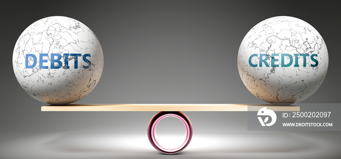 平衡的Debits和credits——图为天平上的平衡球，象征着和谐和平等