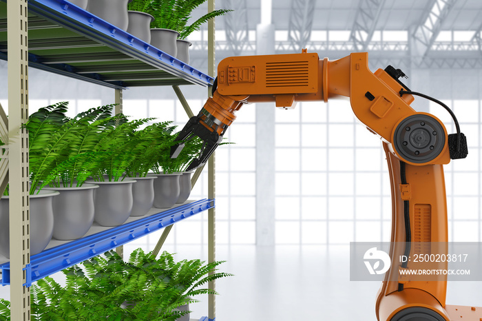 robotic arm in  greenhouse