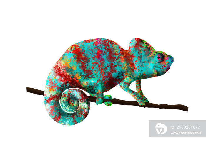 chameleon painted in bright colors