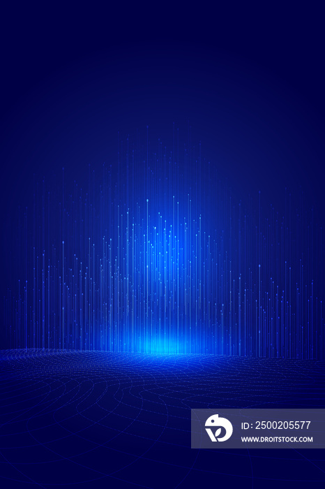 Blue dotted line three-dimensional space big data internet technology background.