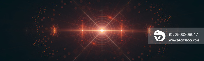 futuristic red vision background with light and particles