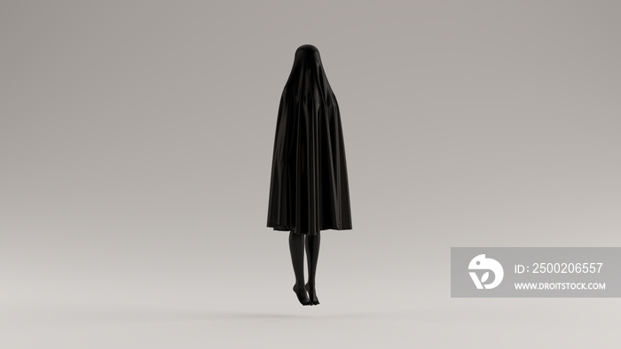 Black Floating Evil Spirit in a Short Death Shroud Sheet 3d Illustration 3d Rendering