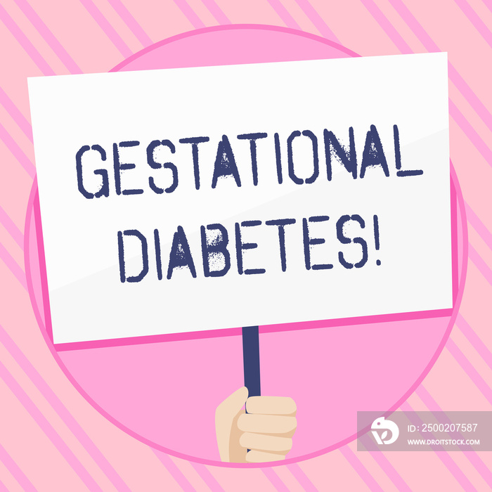 Text sign showing Gestational Diabetes. Business photo showcasing elevated level of glucose in the b