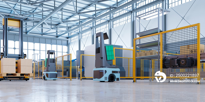 AGV robots efficiently sorting hundreds of parcels per hour(Automated guided vehicle) AGV.