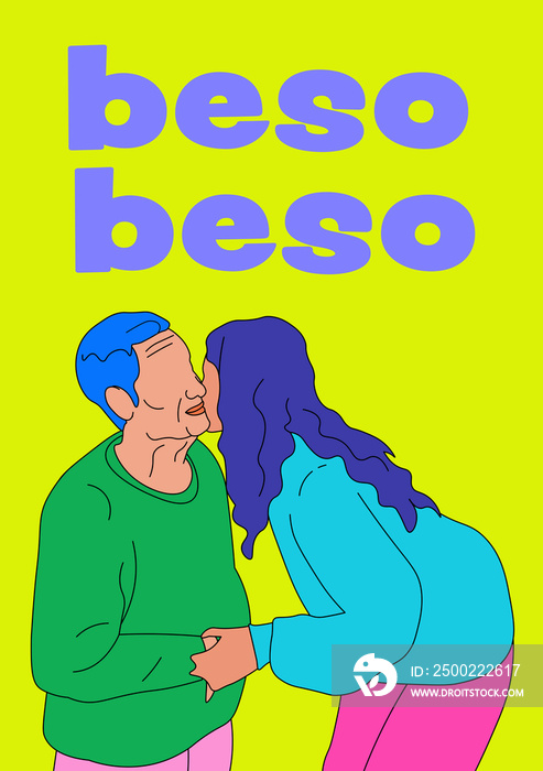 Beso Beso phrase with Filipino Grandpa/ Lolo and young girl