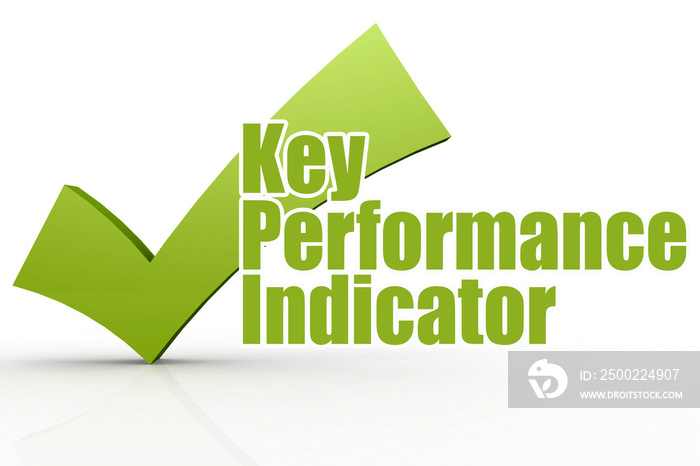 Key performance indicator word with green checkmark