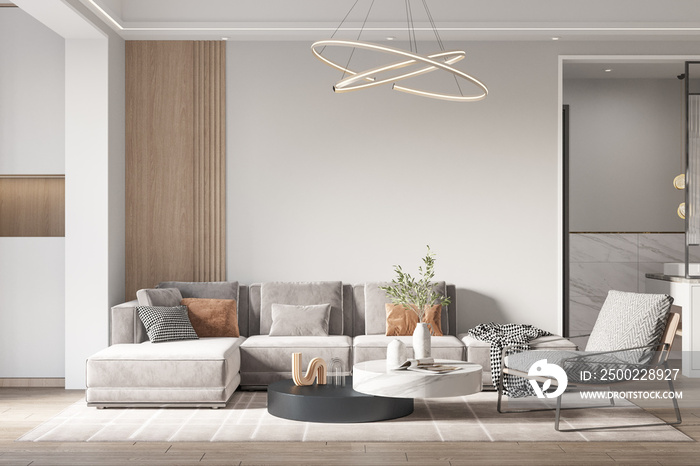 Interior Living Room Wall Mockup - 3d Rendering, 3d Illustration