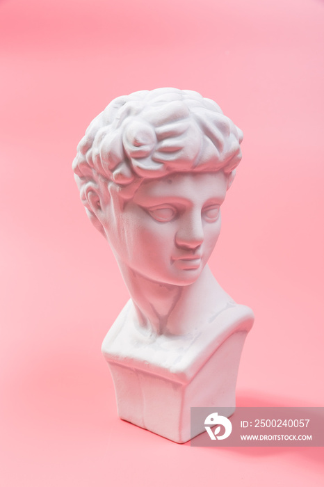 Ancient Athens sculpture，David sculpture, pink background
