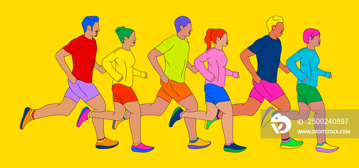 Group of people running