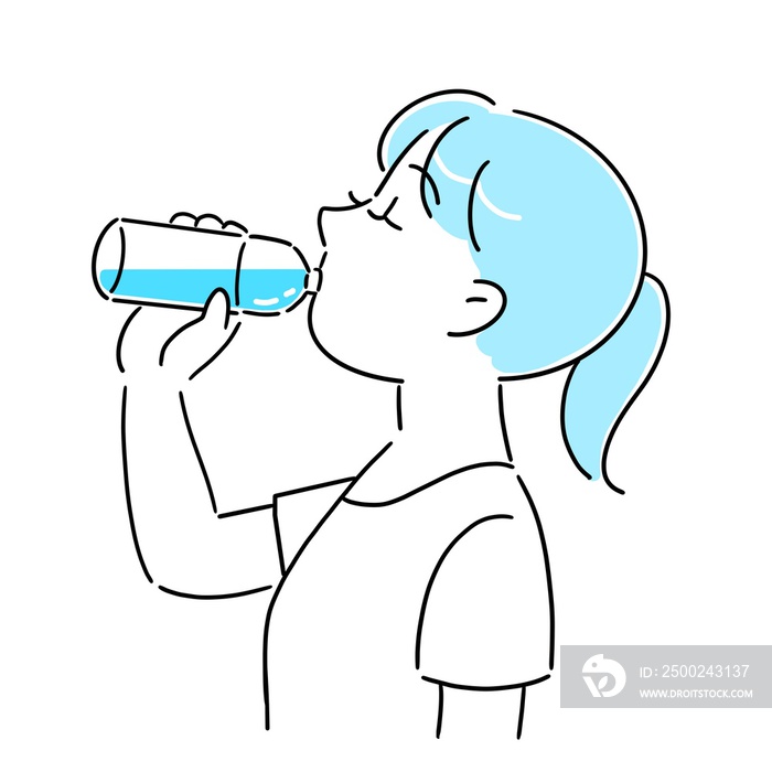 水分補給　水を飲む女性のイラスト