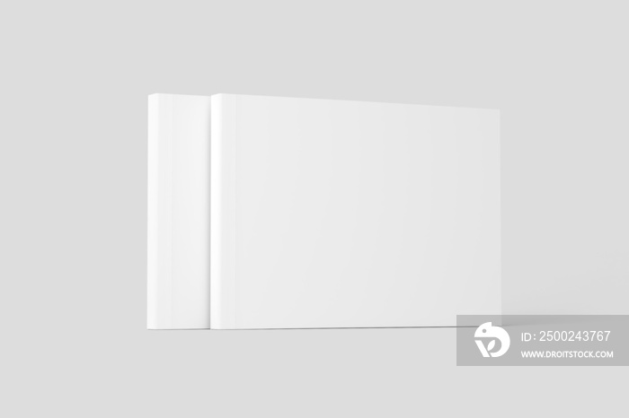 Softcover Landscape Book White Blank 3D Rendering Mockup