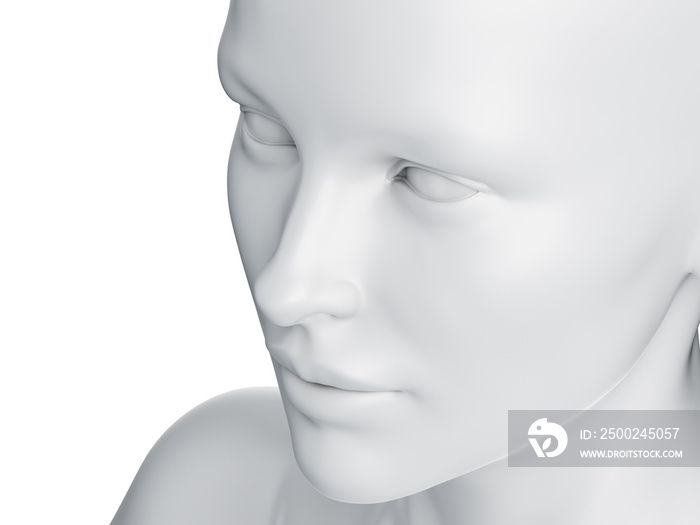 3d rendered medically accurate illustration of a grey abstract female face