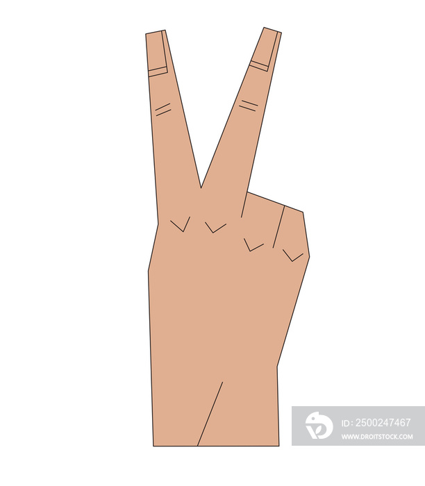 Diverse Hand Signals Number 2 ASL Medium Light Skin Tone